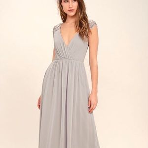 Beautiful gray Lulus bridesmaid gown